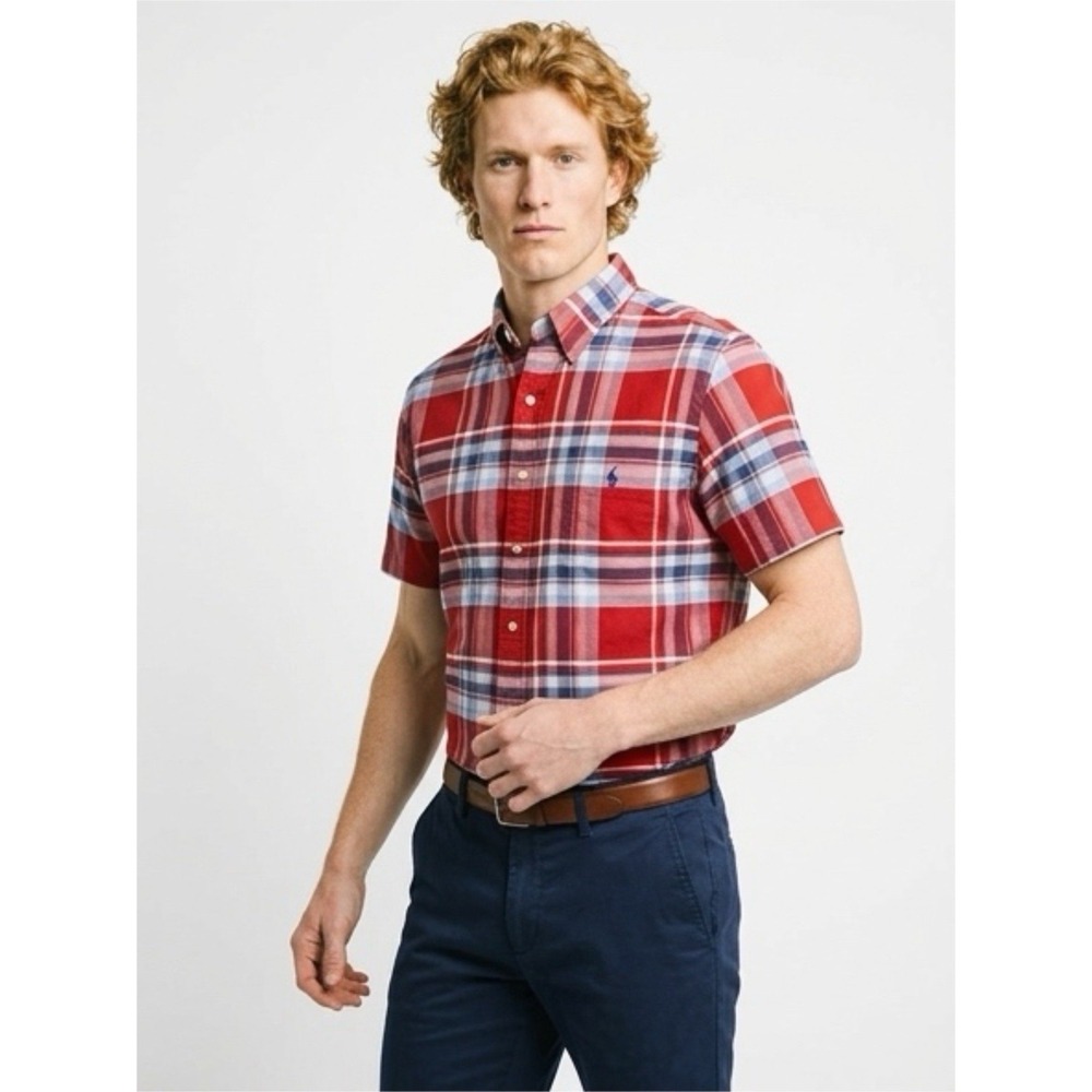 (…8)Polo Ralph Lauren Short Sleeve Slim Fit Button Down Shirt with pocket Size M